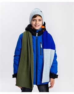 Шарф вязаный трехцветный для мальчика Button blue