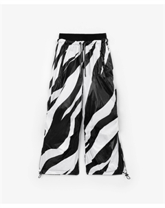 Брюки плащевые на флисе с принтом чёрно-белые для девочки Gulliver