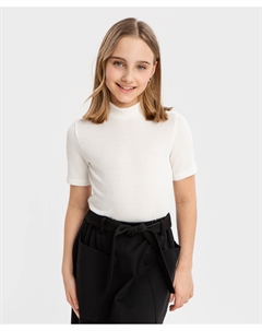 Водолазка в рубчик с коротким рукавом бежевая Button blue