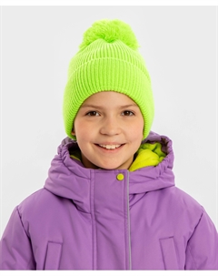 Шапка с помпоном утепленная салатовая детская Button blue