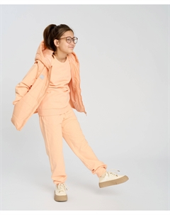 Жилет детский утепленный стеганый оранжевый с капюшоном Button blue