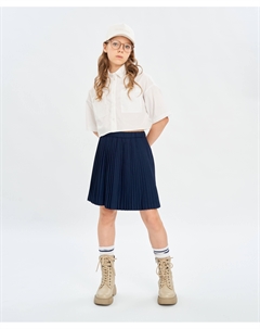 Юбка плиссированная с подкладкой и поясом на резинке синяя для девочки Button blue