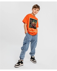 Джинсовые джоггеры голубые для мальчика Button blue