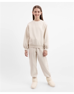 Брюки-джоггеры трикотажные молочные для девочки Gulliver