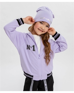 Худи с капюшоном с принтом на молнии сиреневое для девочки Button blue