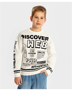 Свитер с жаккардовым принтом на компьютерную тему молочный для мальчика Button blue