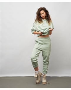 Джоггеры утепленные с поясом на резинке для женщины зеленые Jumkey