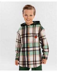 Рубашка фланелевая с капюшоном в клетку мультицвет для мальчика Button blue