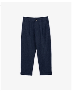 Брюки льняные зауженные с манжетами синие Select Gulliver