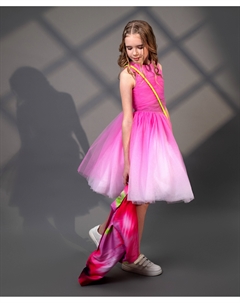 Юбка из сетки с градиентным цветовым переходом розовая для девочки Gulliver