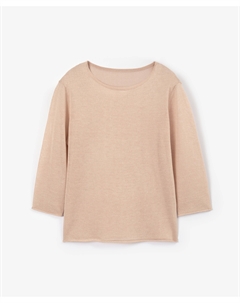 Джемпер тонкий вязаный полуприлегающего силуэта с рукавами 3/4 бежевый Glvr