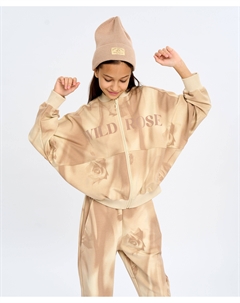 Бомбер оверсайз на молнии для девочки с принтом мультицвет Button blue