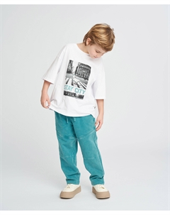 Брюки спортивные детские бирюзовые с потертостями Button blue