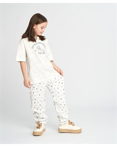 Джоггеры для девочки серые с поясом на резинке и принтом Button blue