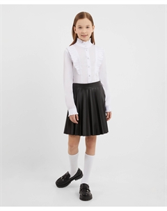 Юбка-гофре из искусственной кожи чёрная для девочки Gulliver