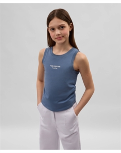 Майка для девочки со сборками на боковых швах синяя Gulliver