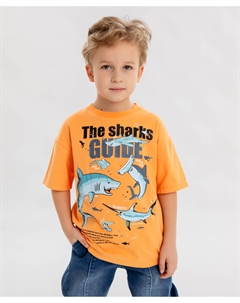 Футболка с принтом оранжевая для мальчика Button blue