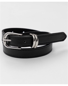 Ремень универсальный с классической серебряной пряжкой черный Button blue