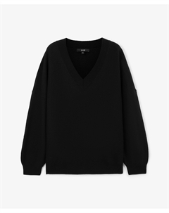 Пуловер из шерсти оверсайз с валеной фактурой черный Glvr