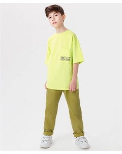 Брюки чинос хлопковые с принтом цвета хаки для мальчика Button blue