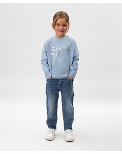 Джинсы для девочки силуэта мом-фит синие Gulliver