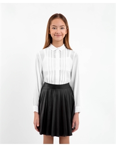 Блузка из вискозы с декором белая Gulliver