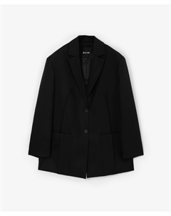 Пиджак из костюмной ткани прямой свободной формы с двумя шлицами на спинке черный Glvr