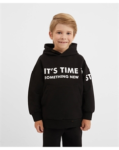 Худи из футера с принтом чёрное для мальчика Gulliver