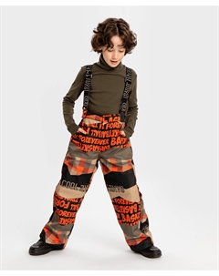 Брюки утепленные демисезонные со съемными подтяжками непромокаемые мультицвет для мальчика Button blue