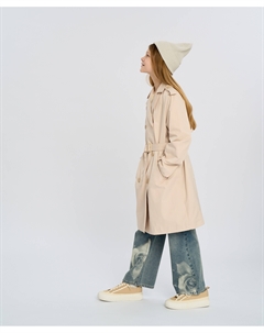 Плащ для девочки двубортный на пуговицах молочный Button blue