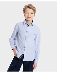 Сорочка с синей планкой голубая Button blue