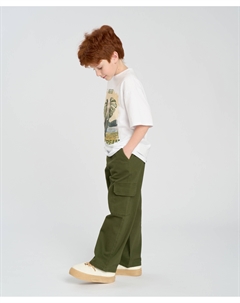 Джинсы прямые карго для мальчика зеленые Button blue
