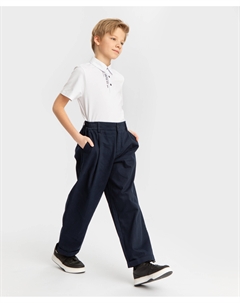 Брюки-бананы с защипами синие Button blue