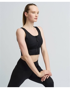 Топ спортивный на молнии с мягкими чашками для женщины черный Jumkey