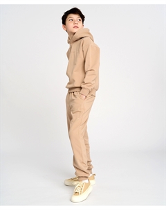 Джоггеры базовые детские утепленные с поясом на резинке коричневые Button blue