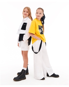 Джинсы с разрезами на внутренних швах белые для девочек Gulliver