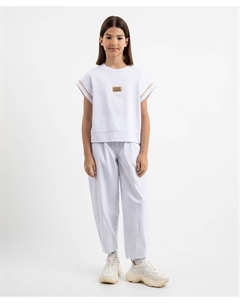 Джинсы силуэта мом фит белые для девочек Gulliver