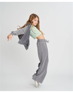 Зип худи для девочки серое с капюшоном и швами наружу Button blue