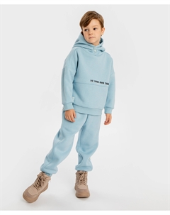 Худи утепленное с капюшоном и принтом голубое для мальчика Button blue