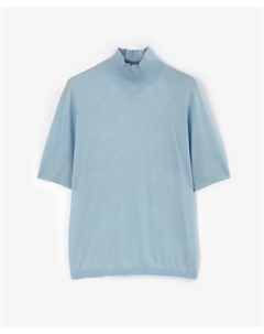 Водолазка тонкая с коротким рукавом полуприлегающего силуэта голубая Glvr