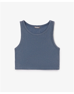 Топ детский укороченный из вареного риба синий Gulliver