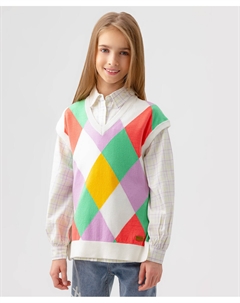 Жилет вязаный разноцветный Button blue