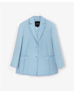 Пиджак из костюмной ткани прямой свободной формы с двумя шлицами на спинке голубой Glvr