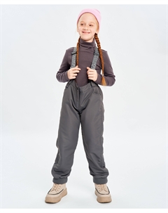 Брюки утепленные демисезонные со съемными подтяжками непромокаемые серые детские Button blue