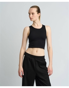 Топ в рубчик на широких лямках для женщины черный Jumkey