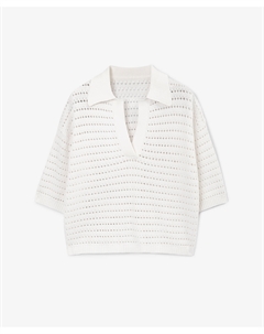 Поло ажурное прямой свободной формы со спущенным плечом белое Glvr