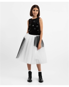 Топ из велюра с пайетками чёрный для девочки Gulliver