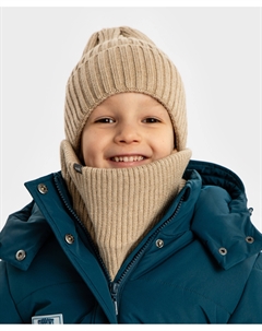Шарф-снуд вязаный бежевый детский Button blue