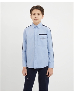 Рубашка с длинным рукавом и нагрудным карманом голубая для мальчика Gulliver