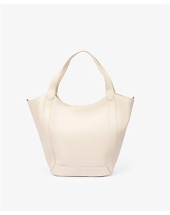 Сумка-тоут из натуральной кожи с объемной косметичкой внутри молочная Glvr